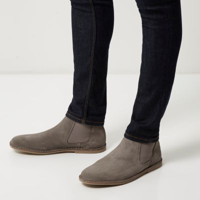 Grey suede Chelsea boots